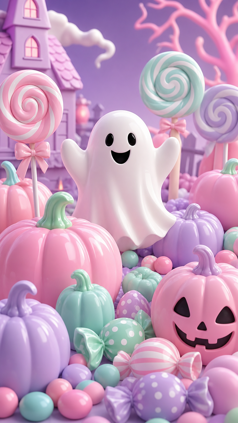 Candy Pastel Halloween — AI-generated Halloween phone wallpaper