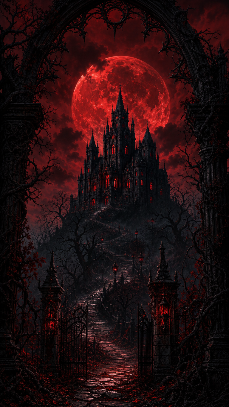Dark Gothic Haunted Manor — AI-generated Halloween phone wallpaper