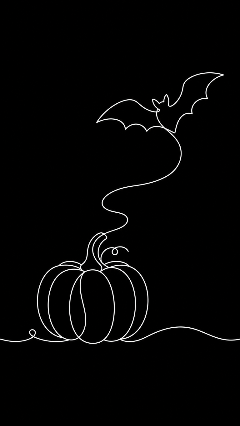 Minimal Line Art Pumpkin — AI-generated Halloween phone wallpaper
